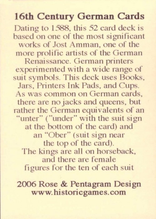Jost Amman 1588 German Cards (Replica) front image