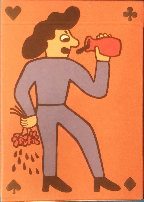 Henry and Sally (Sally drinking with flowers; Henry pouring for Sally upside down) front image